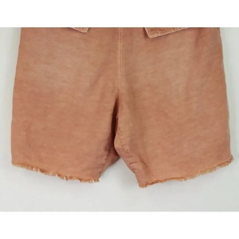 NWT Free People Utility Harem Raw Hem Bermuda Short Braided Rose Pink Linen 2 - Picture 9 of 9